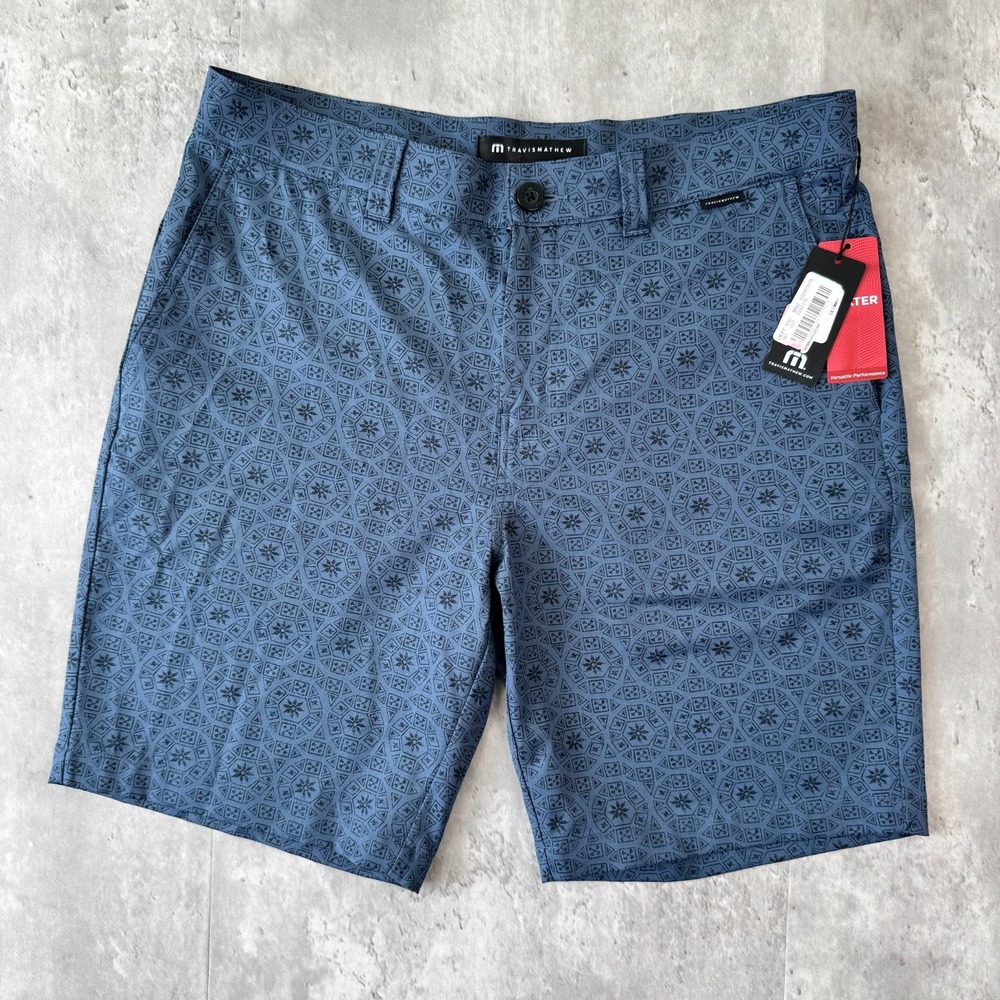 Travis Mathew Beyond The Limits Golf Shorts Mens 34 Geometric Stretch A40188 NWT